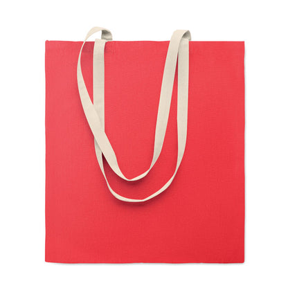Bolsa de algodón roja con asas largas