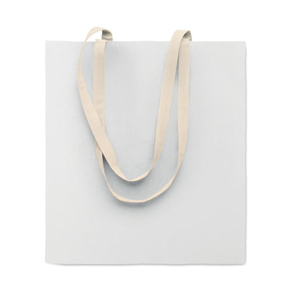 Bolsa de algodón blanca con asas largas