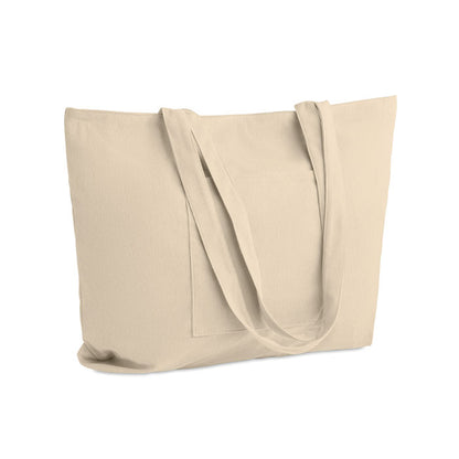 Bolsa grande de pana beige con asas largas