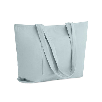 Bolsa grande de pana azul claro con asas largas