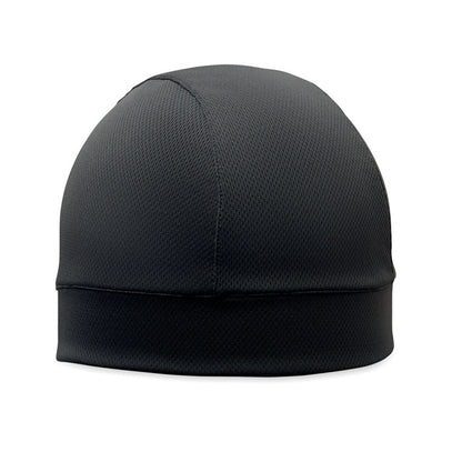 Gorro deportivo refrigerante de poliéster color negro vista frontal