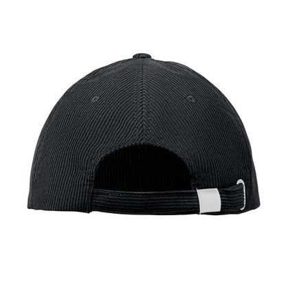 Gorra de pana negra vista trasera con cierre ajustable