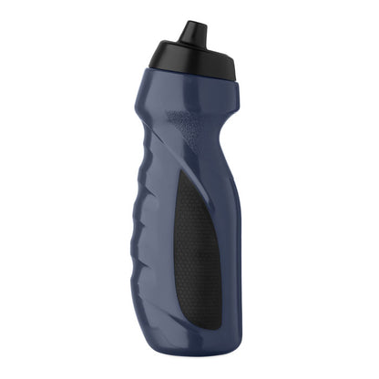 Botella azul oscuro inclinada
