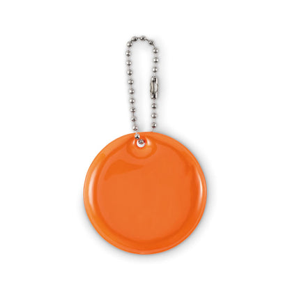 Llavero redondo reflectante naranja con anilla