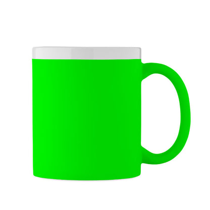 Taza de cerámica verde flúor mate, vista frontal