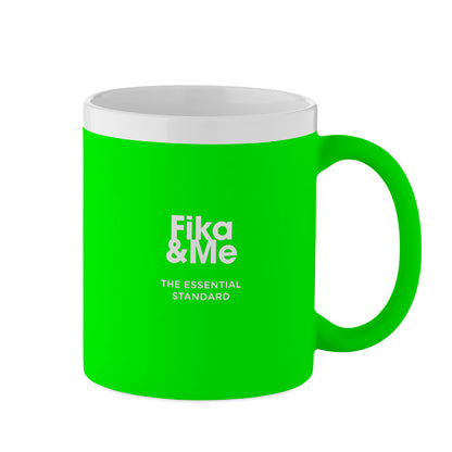 Taza de cerámica verde flúor mate, vista trasera