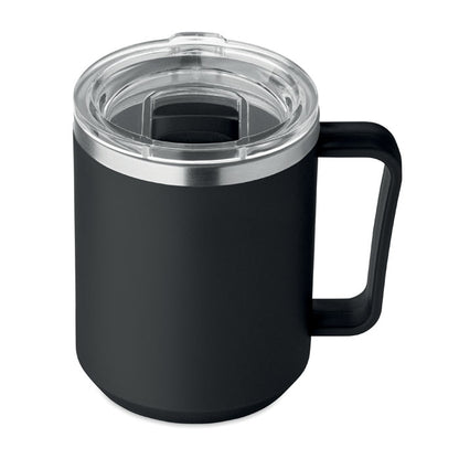 Vaso de doble pared negro visto de frente