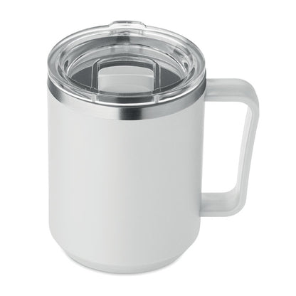Vaso blanco visto de perfil con asa