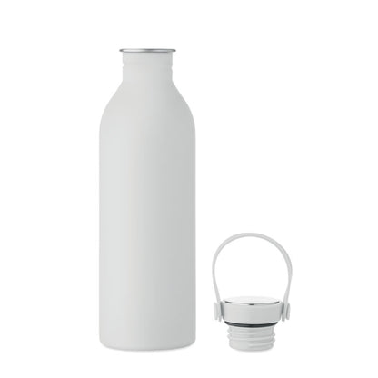 Botella blanca con tapa separada y asa de silicona