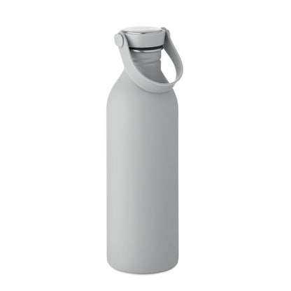 Botella de acero inoxidable blanca vista lateral
