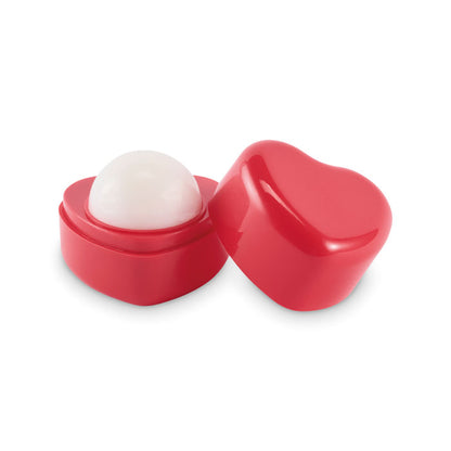 Bálsamo labial vegano en caja con forma de corazón color rojo