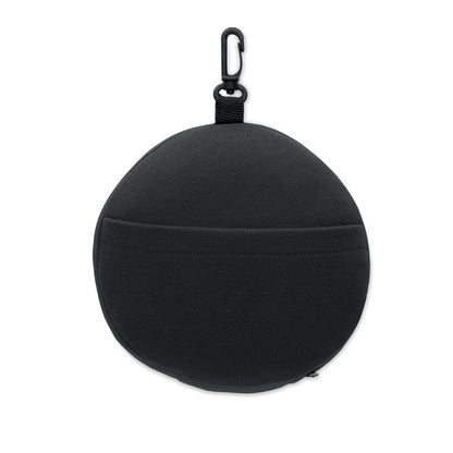 Almohada de viaje negra vista frontal cerrada