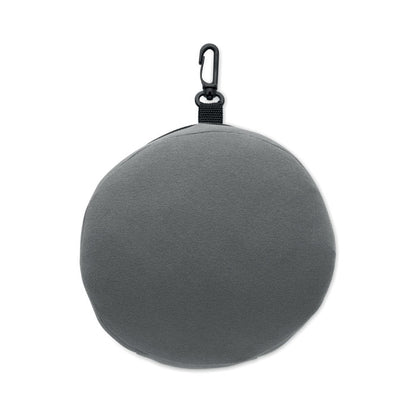 Almohada de viaje gris oscuro vista frontal