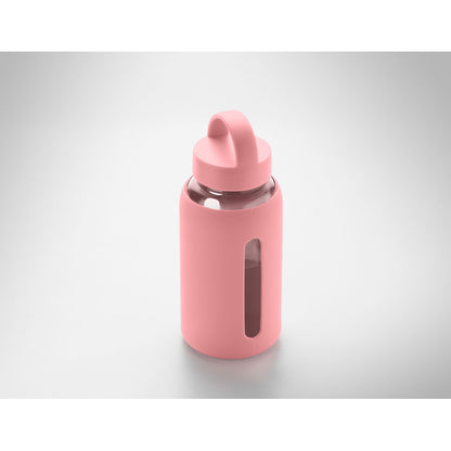 Botella de borosilicato beige con funda de silicona