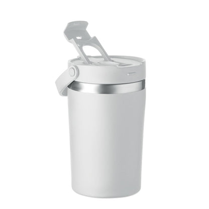 Vaso blanco con asa vista frontal