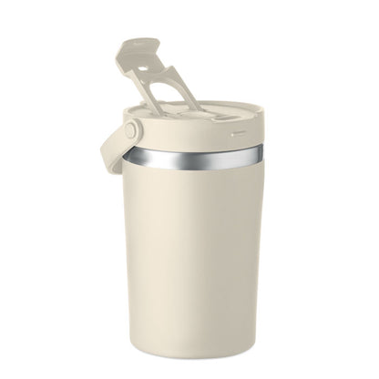 Vaso beige con tapa cerrada