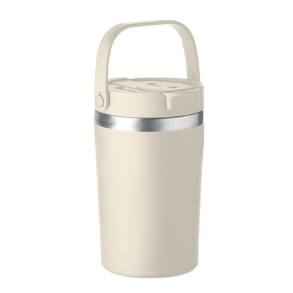 Vaso beige con asa vista frontal