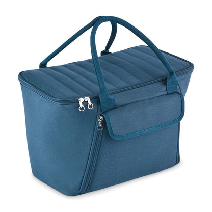 Bolsa nevera de picnic azul cerrada vista frontal