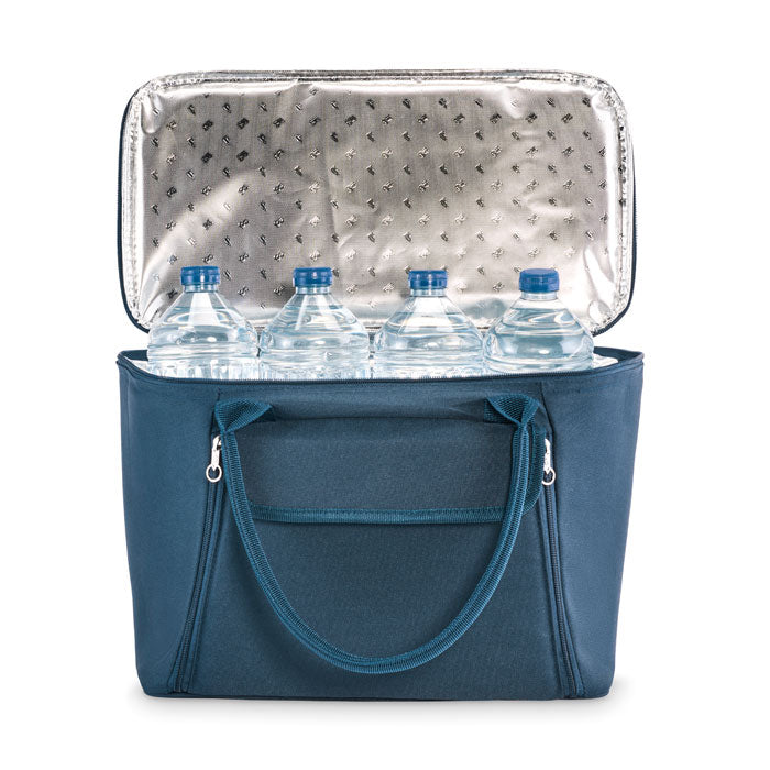 FORUS - Bolsa de picnic RPET con cinco botellas de agua en su interior y diseño moderno.