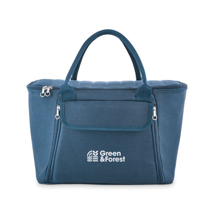 Bolsa de picnic azul cerrada con asas superiores