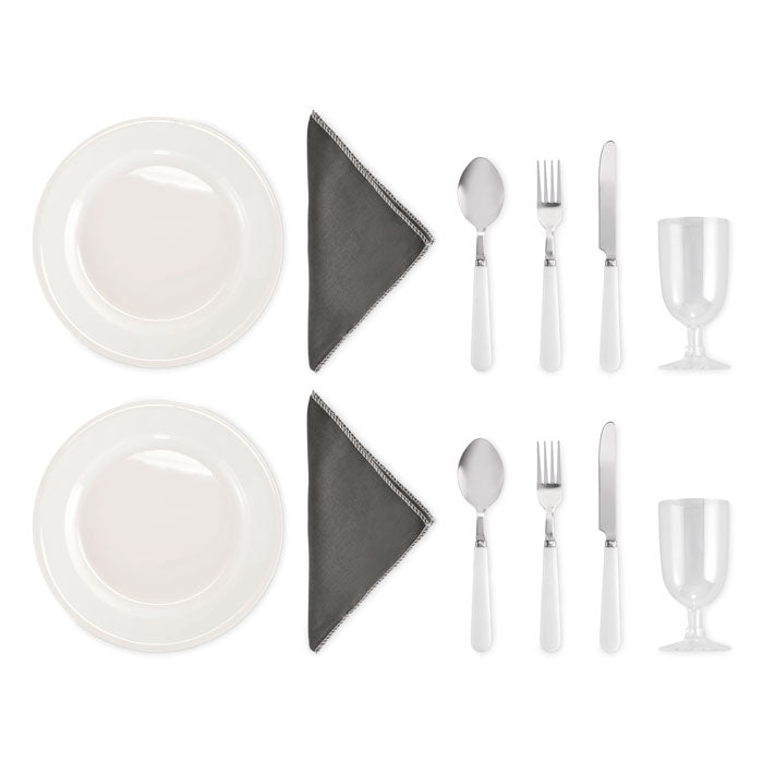 FORUS - Bolsa de picnic RPET incluye platos, cubiertos, vasos y servilletas para picnic para 2 personas.