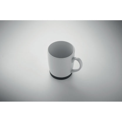 Taza blanca mate con base negra vista trasera sin asa
