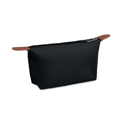 Neceser de poliéster RPET 600D color negro con cremallera superior