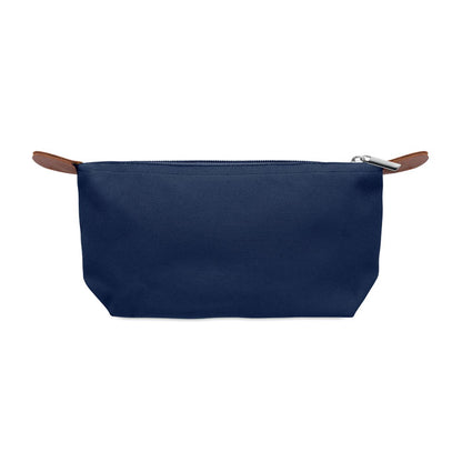 Neceser azul marino con cremallera superior cerrada