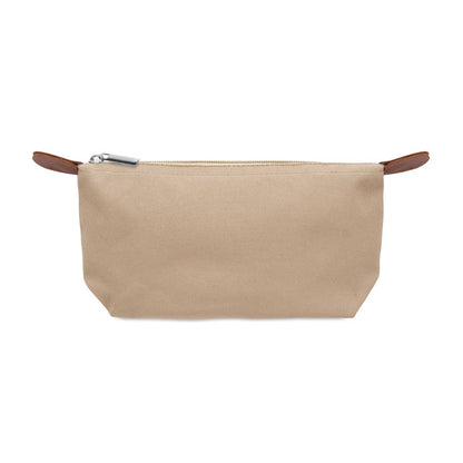 Neceser beige con cremallera superior cerrada