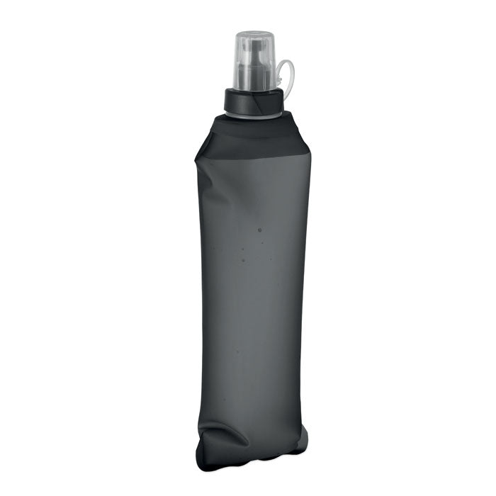 BITER - Botella de agua plegable 500ml en color negro, diseño ligero y portátil para uso en exteriores.