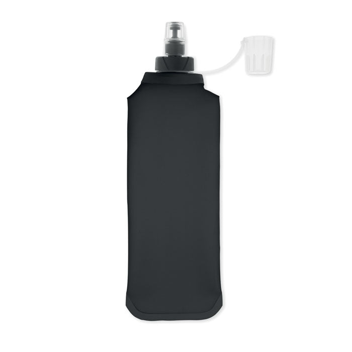 BITER - Botella de agua plegable 500ml en color negro, ideal para uso en exteriores y portátil.