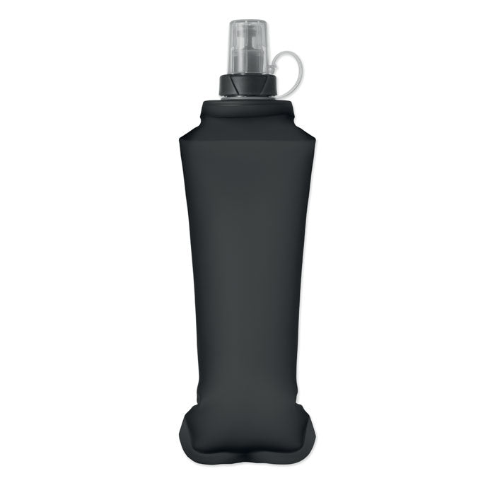 BITER - Botella de agua plegable 500ml en color negro, ligera y portátil, diseñada para exteriores.