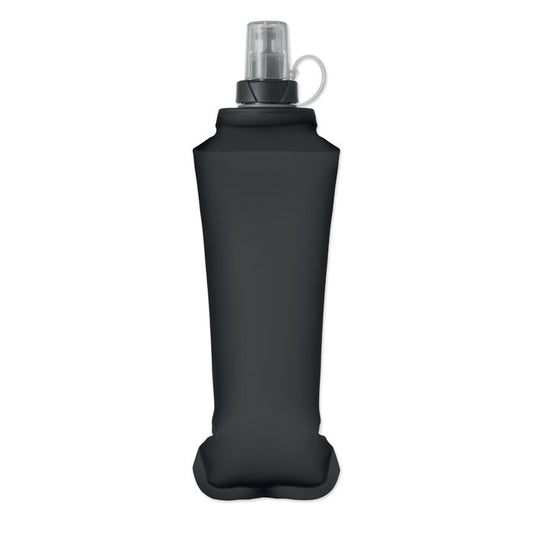 BITER - Botella de agua plegable 500ml en color negro, ligera y portátil, diseñada para exteriores.