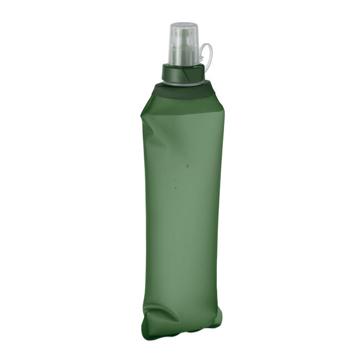 BITER - Botella de agua plegable 500ml en color verde, diseño ligero y portátil.