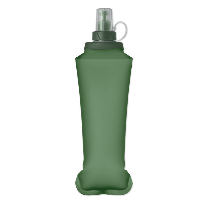 BITER - Botella de agua plegable 500ml en color verde, ligera y portátil, ideal para exteriores.