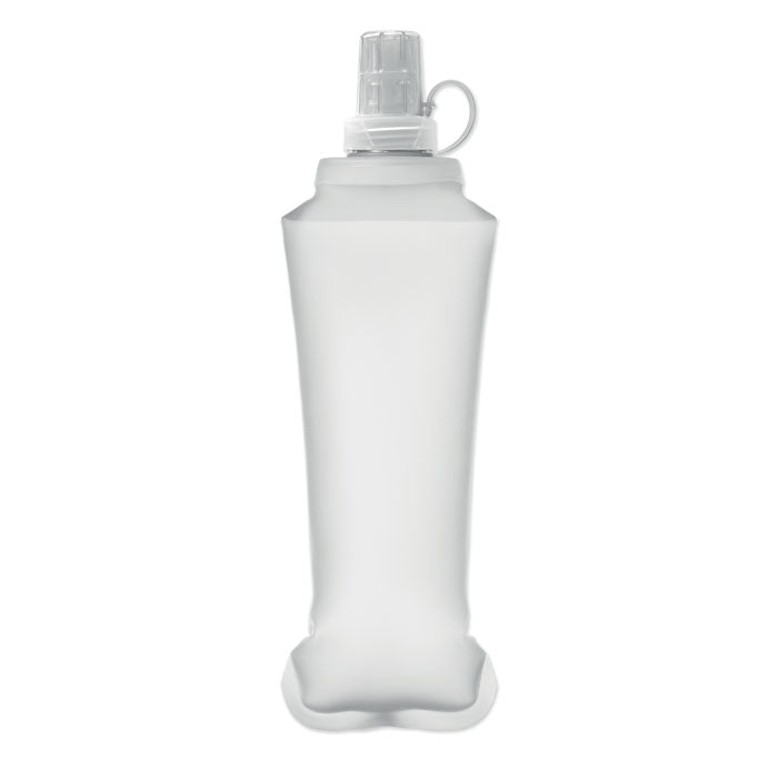 BITER - Botella de agua plegable 500ml en color blanco transparente, diseño ligero y portátil para exteriores.