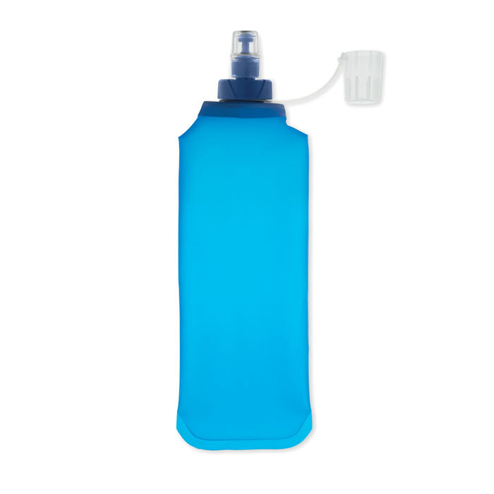 BITER - Botella de agua plegable 500ml en color azul, diseño ligero y portátil para uso en exteriores.