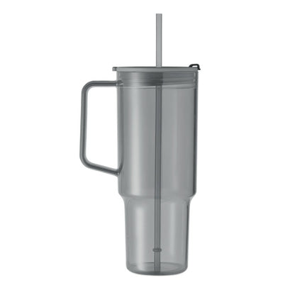 Vaso RPET gris 1200 ml con tapa separada, vista frontal