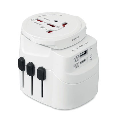 Adaptador universal SKROSS PRO USB blanco con toma de tierra