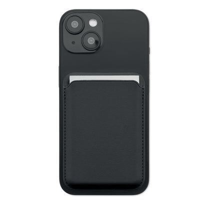 Tarjetero magnético negro cerrado vista posterior