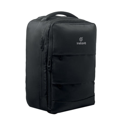 Mochila trolley negra con bolsillo frontal visible