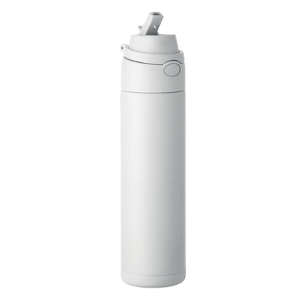 Botella blanca de acero inoxidable vista frontal