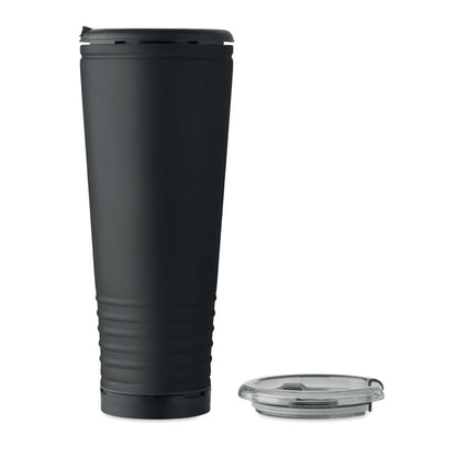 Vaso térmico negro con tapa desmontada