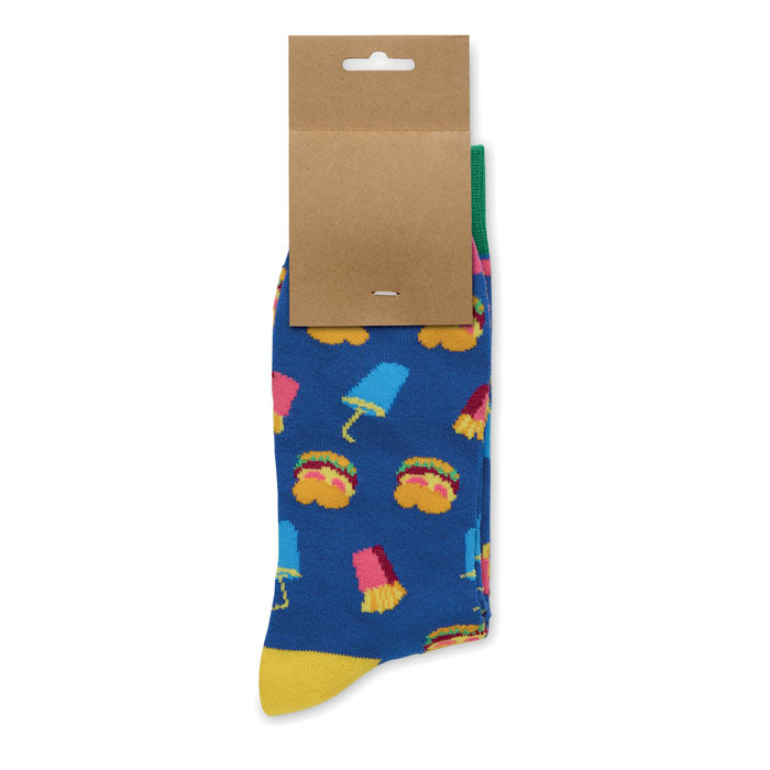 FUNNY L - Calcetines estampados alegres con diseño colorido de hamburguesas y helados.