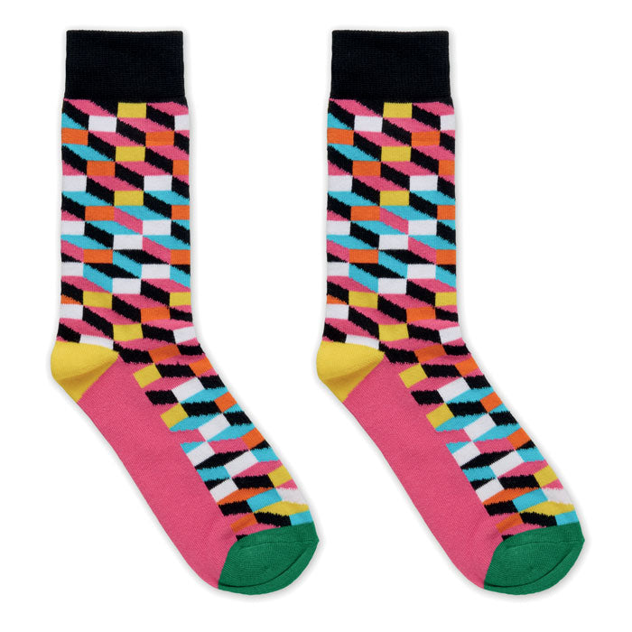FUNNY L - Calcetines estampados alegres con divertidos diseños en colores vivos y patrones geométricos.