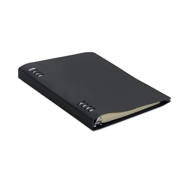 SPIRABLE - Cuaderno A5 recargable de PU en color negro con cubierta blanda y hojas iniciadas