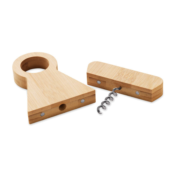 STANDTURN - Soporte y abrebotellas bambú, soporte de bambú con sacacorchos integrado para botellas de vino.