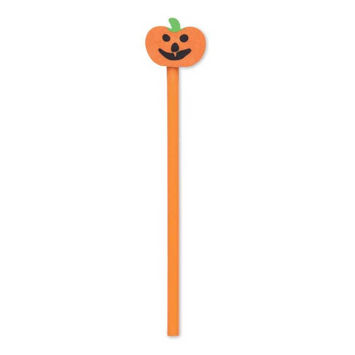 WEENPEN - Lápiz de Halloween con goma en forma de calabaza, color naranja con rostro sonriente.