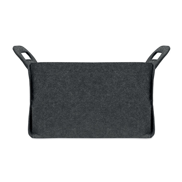 FIALAN - Cesta plegable de fieltro RPET color gris con asas para transporte.