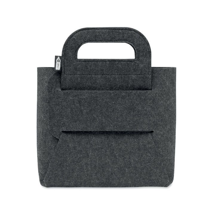FIALAN - Cesta plegable de fieltro RPET, cesta de almacenamiento negra de fieltro con asas.